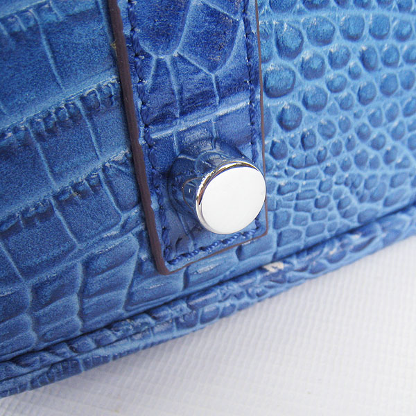 High Quality Fake Hermes Birkin 35CM Crocodile Head Veins Leather Bag Dark Blue 6089 - Click Image to Close